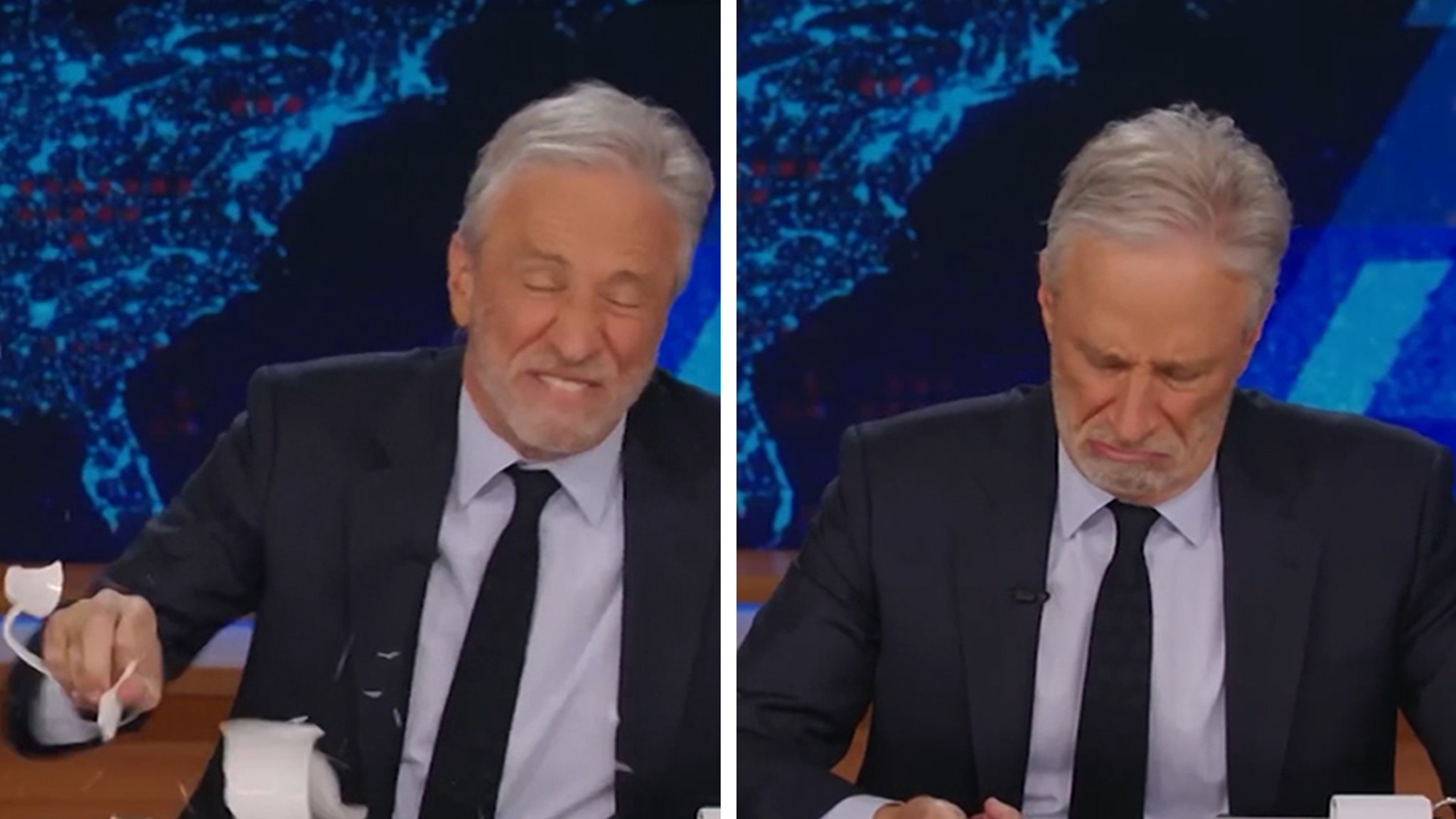 Jon Stewart Cuts Hand, Left Bloodied During DOGE Rant on ‘Daily Show’