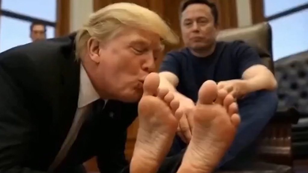 Donald Trump Sucking Elon Musk’s Toes in A.I. Video Shows Up in D.C. Hallways