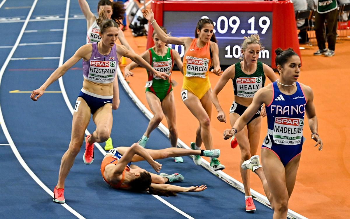 Watch: Dutch 3,000m runner knocked unconscious in horror fall