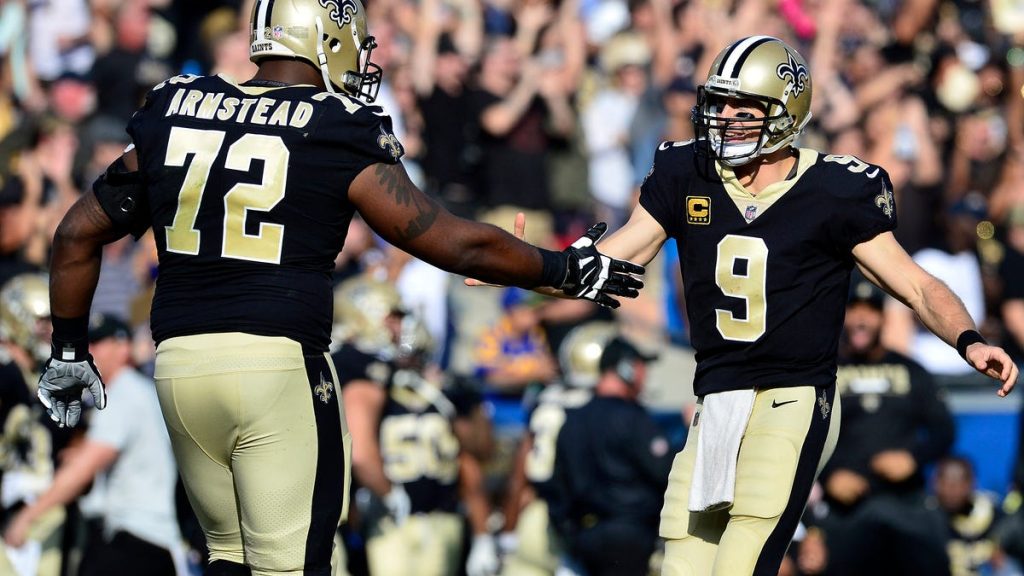 Saints QB Drew Brees has must-see reaction as Terron Armstead retires