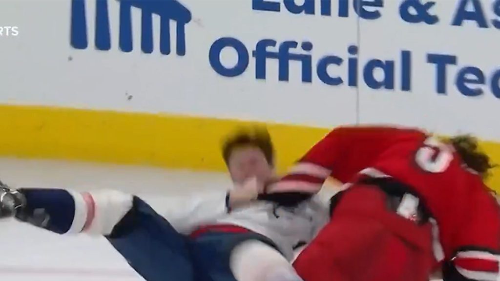 Hurricanes’ Jalen Chatfield Slams Capitals’ Connor McMichael To Ice In Wild Fight