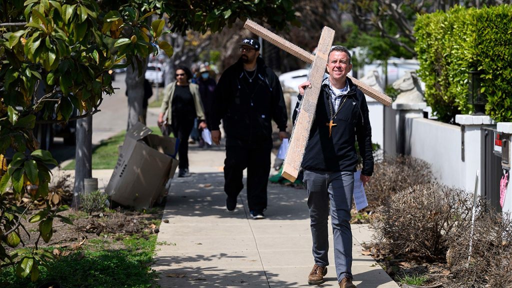Church congregants return to site of destroyed church for first time ahead of Easter