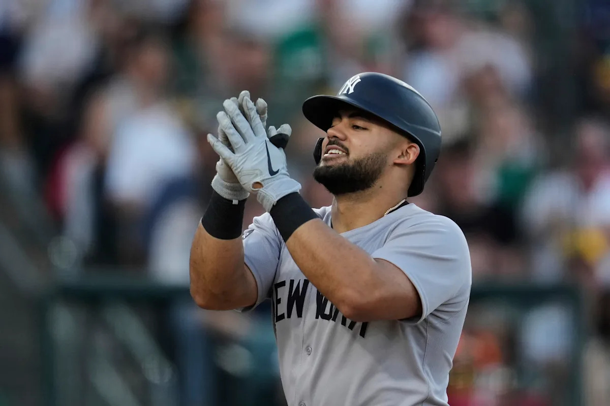 Yankees outfielder Jasson Dominguez hits 3 homers against the A’s