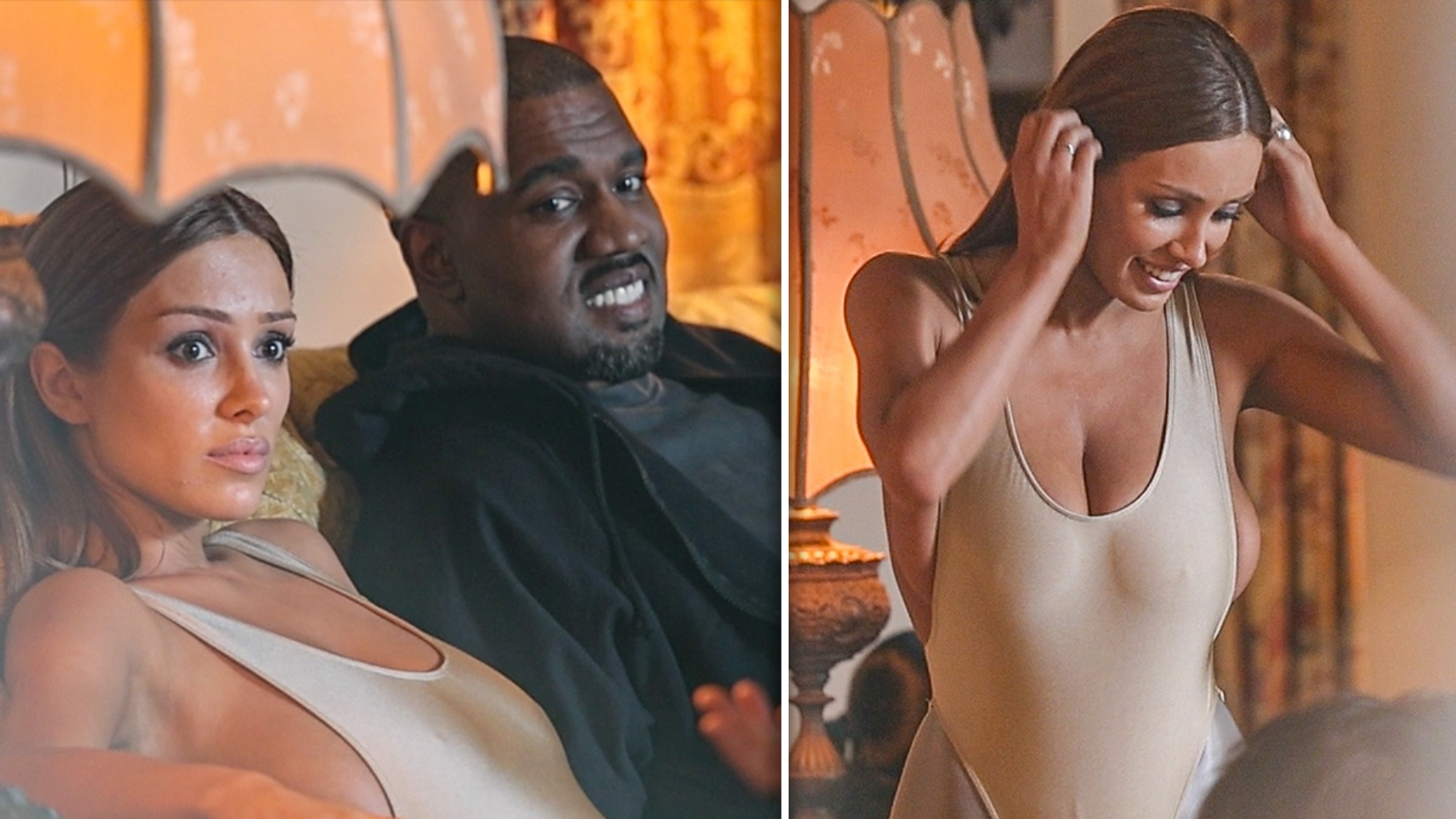 Bianca Censori Flaunts Chest at Chateau Marmont with Kanye West