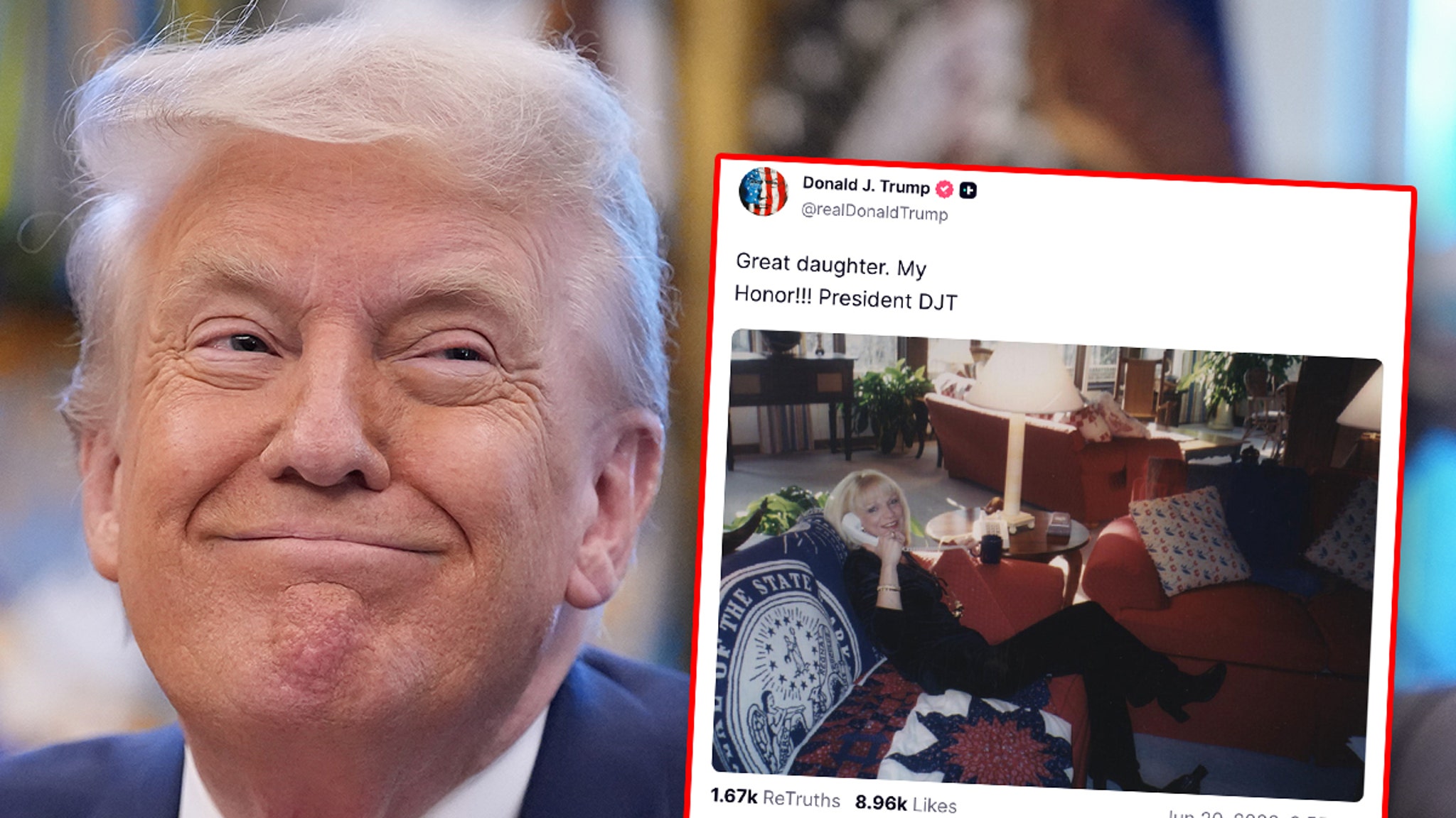President Trump Late-Night Post of Blonde Woman Sparks Confusion