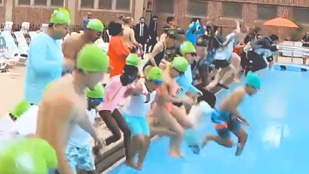 NYC Mayor Mamdani jumps into pool in suit, sparks clash with Bruce Blakeman