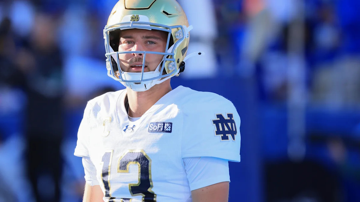No. 2 Notre Dame QB CJ Carr bizarrely fumbles spike attempt at end of first half of Irish’s game vs. No. 8 BYU